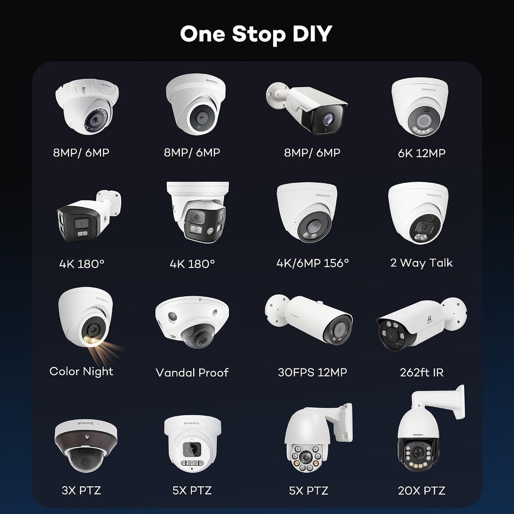 onwote 4k 8mp poe ip security cctv camera showing dimensions