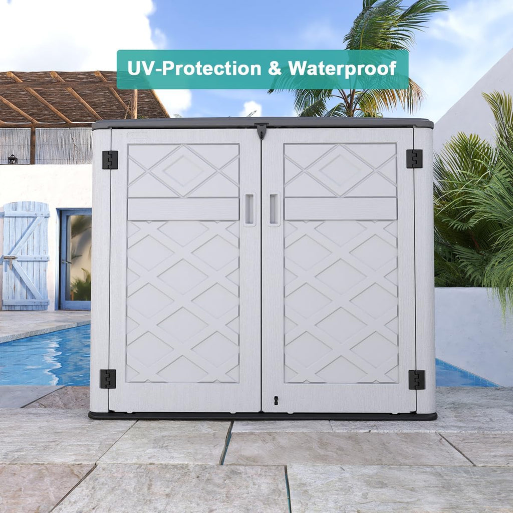 kinying horizontal outdoor storage shed,47 cu.ft resin outdoor, close-up detail