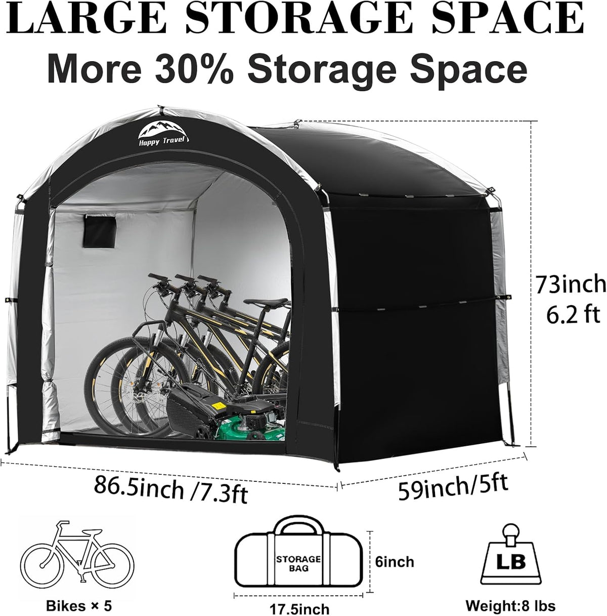 happy travel outdoor waterproof bike storage tent shed shown in use