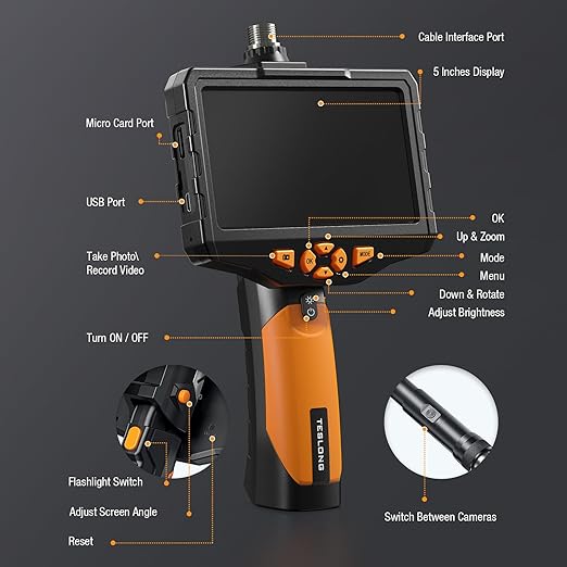 Teslong Inspection Camera, Dual Lens Borescope Camera
