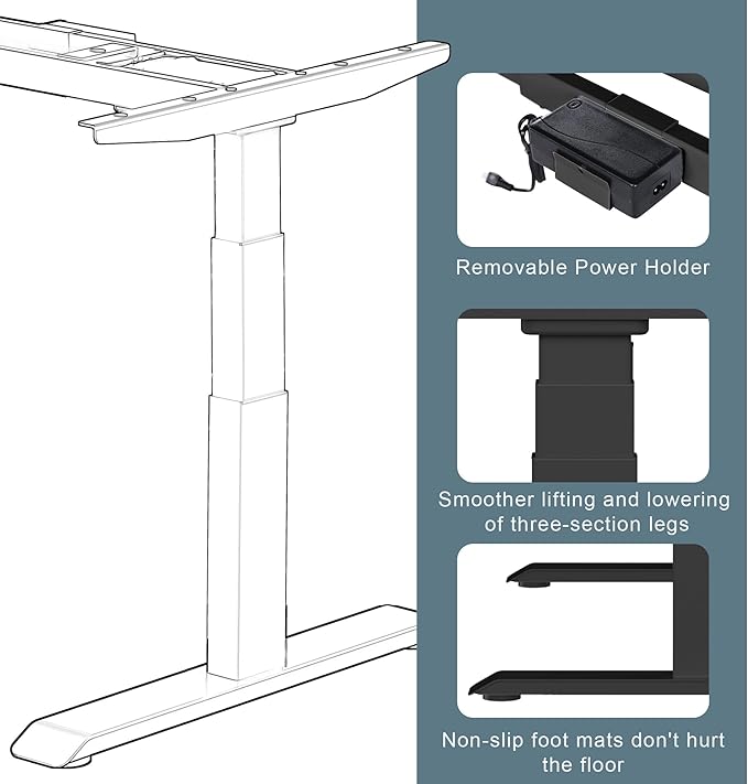 Fromann Dual Motor Electric Standing Desk Frame 3 Tier Legs Height Adjustable