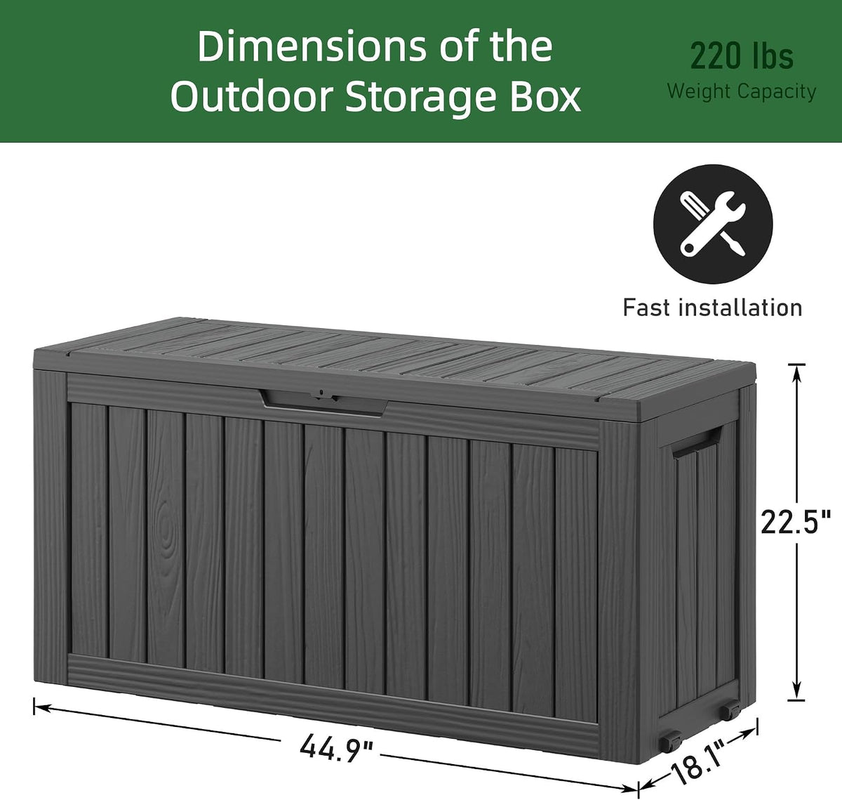 outdoor storage waterproof deck box for patio (80, close-up detail