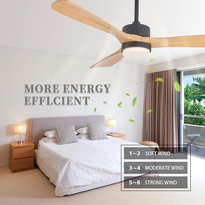 revoici 52” Ceiling Fans with Lights Remote Control, Quiet DC Motor 3 Blade