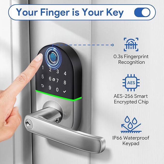 Smart Keypad Door Lock with Handle: NICE DIGI Keyless Entry Fingerprint Lock