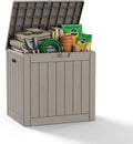 DRATO 35 Gallon Outdoor Storage Box Waterproof Lockable Small Deck Box Grey