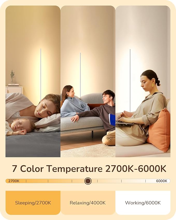 EDISHINE Minimalist LED Corner Floor Lamp (2 Pack)