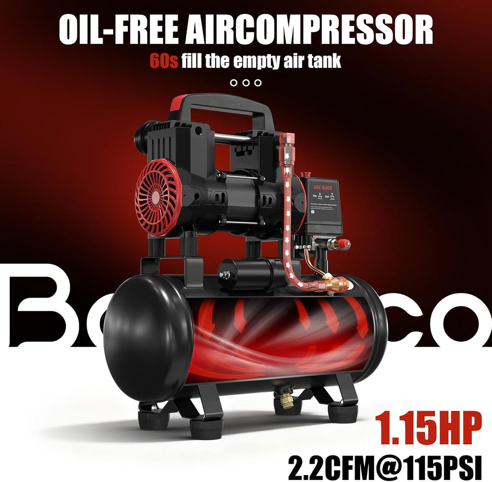 Portable Air Compressor with 3 Gallon Steel Tank 1.15 HP 2.2 CFM @ 90 PSI