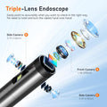 Triple Lens 5" IPS Borescope Inspection Camera, Ginocaco 1080P Digital Video