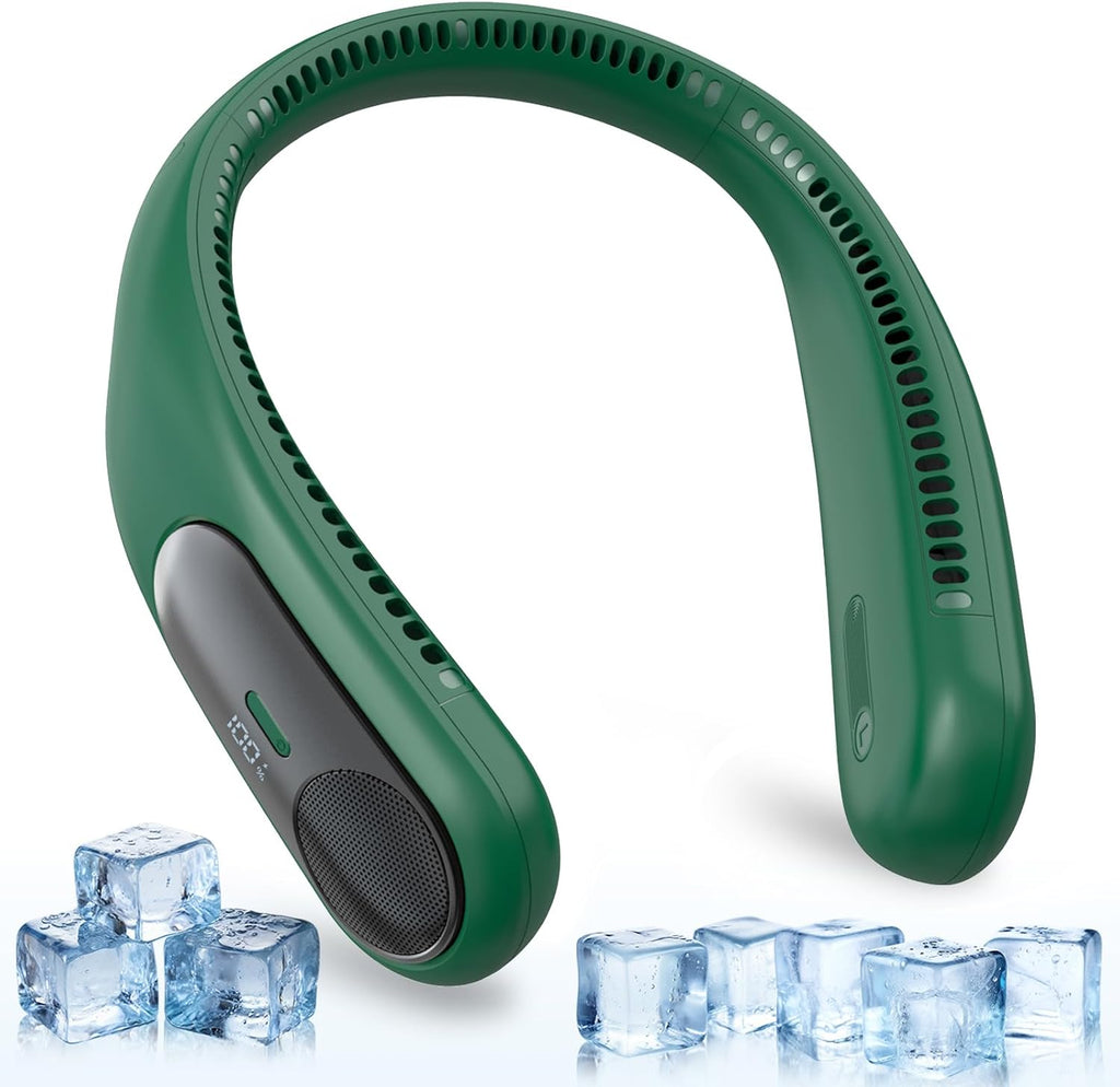 Portable Neck Fan, Personal Wearable Bladeless Fan, LED Display, 6000mAh USB