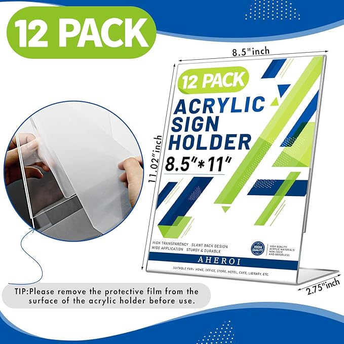 Aheroi 12 PCS Acrylic Sign Display Stands