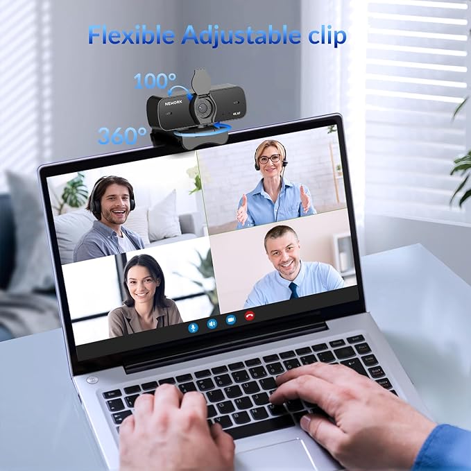NEWORK 4K Webcam for PC, Ultra 4K HD, 2 Noise Reduction Mics, Auto Focus &