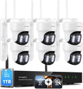 XMARTO 10X Zoom PTZ AI Tracking WiFi6 Camera Bundle, 6 Cam 2K 10CH NVR 1TB