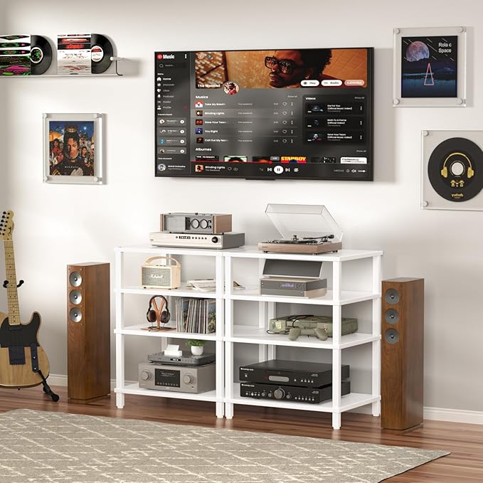 LELELINKY 4-Tier AV Media Player Stand, Stereo Stand, Modern Audio Shelf