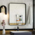 ISKM Wall Mounted Mirror 20x16, Black Framed Bathroom Mirror, Round Corner