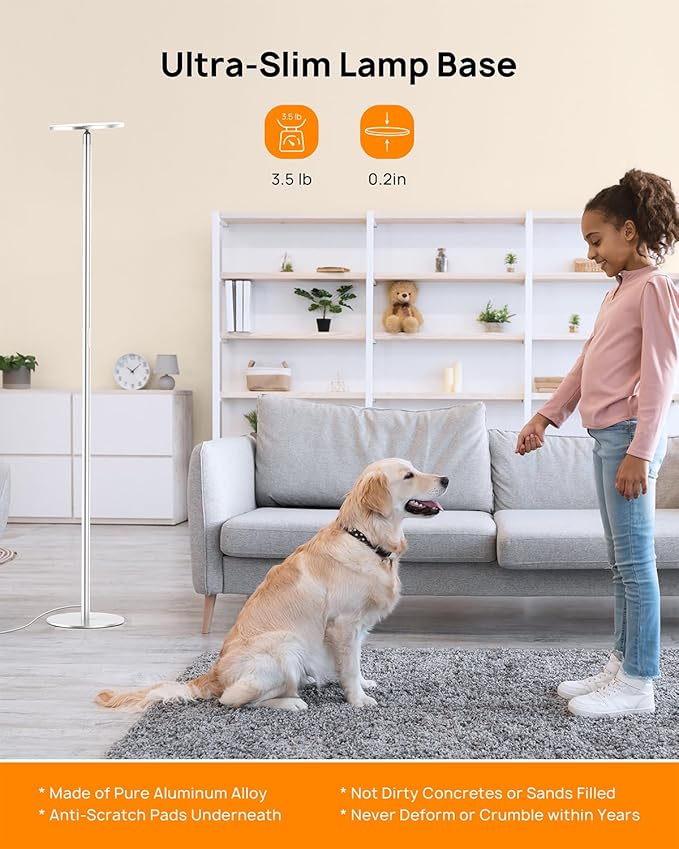 TROND Floor Lamp, 5000LM Super Bright Sky LED Modern Torchiere Standing Lamp