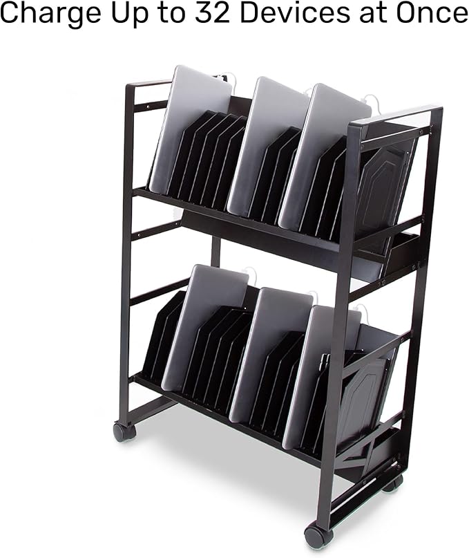 Line Leader 32-Device Mobile Charging Station | Steel Rolling Cart