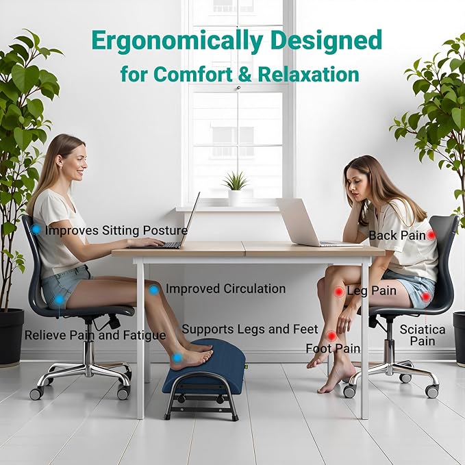 YEASHEIN Adjustable Foot Rest for Under Desk at Work, Ergonomic Under Desk