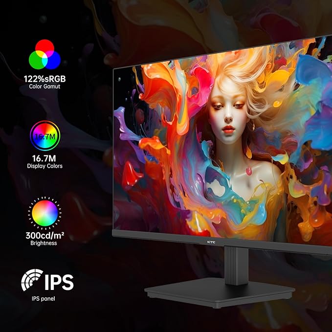 KTC 24 Inch QHD 100Hz Computer Monitor IPS 2K, 1300:1 Contrast, Anti-Blue Light