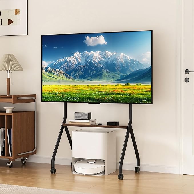 CVDF Rolling TV Stand for 49-75 Inch LCD LED OLED Flat/Curved Panel Screen TVs
