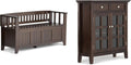 SIMPLIHOME Acadian 2-Seater Storage Bench and Cabinet Set in Brunette Brown