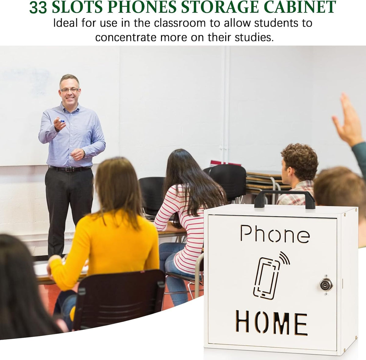 wooden phone lock box,adjustable 33 slots cell phone, package contents