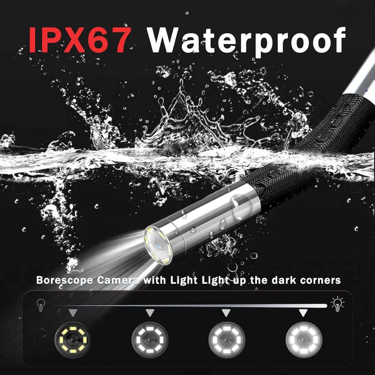 2-way articulating borescope w/light,0.24in probe endoscope for auto, package contents