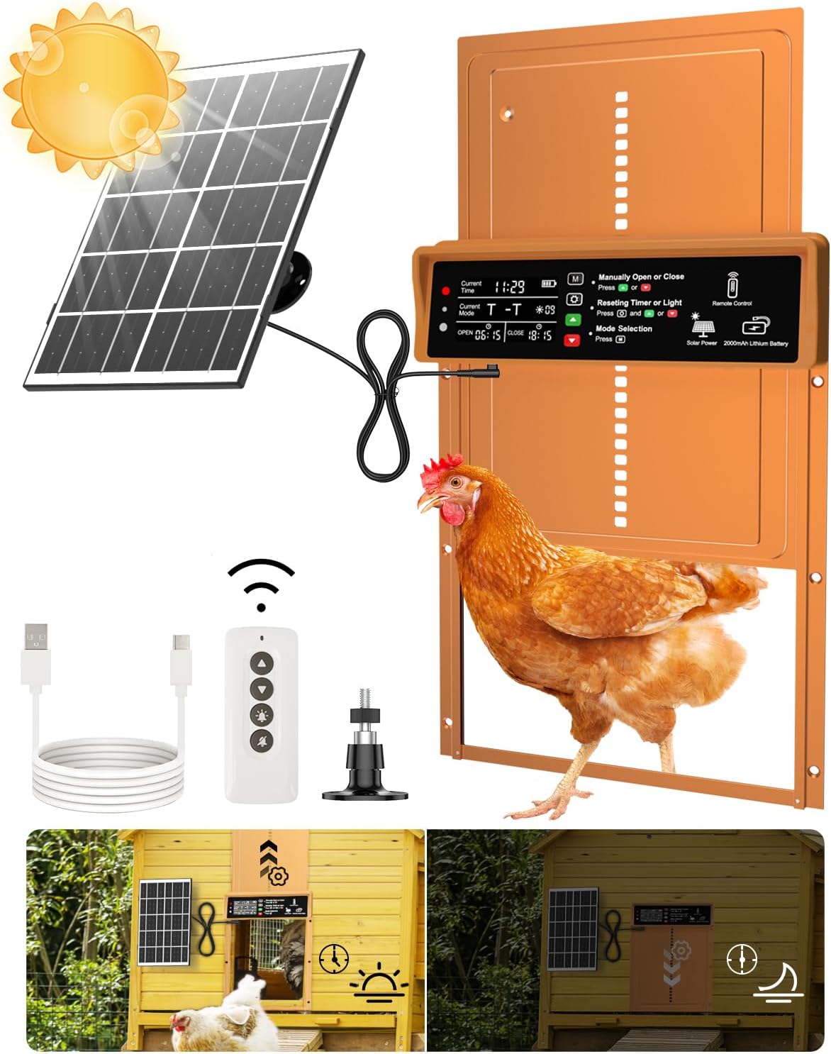 Asfrost Automatic Chicken Coop Door Solar Powered Automatic Chicken Door