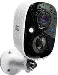 DCT Security Cameras Wireless Outdoor: WiFi Battery Cameras for Home Outside 2K Color Night Vision Motion Detection Surveillance Cameras Two-Way Audio Siren Alarm Spotlight(White)