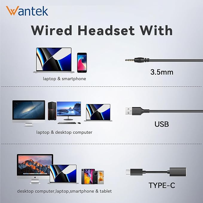 Wantek USB Headset with Microphone