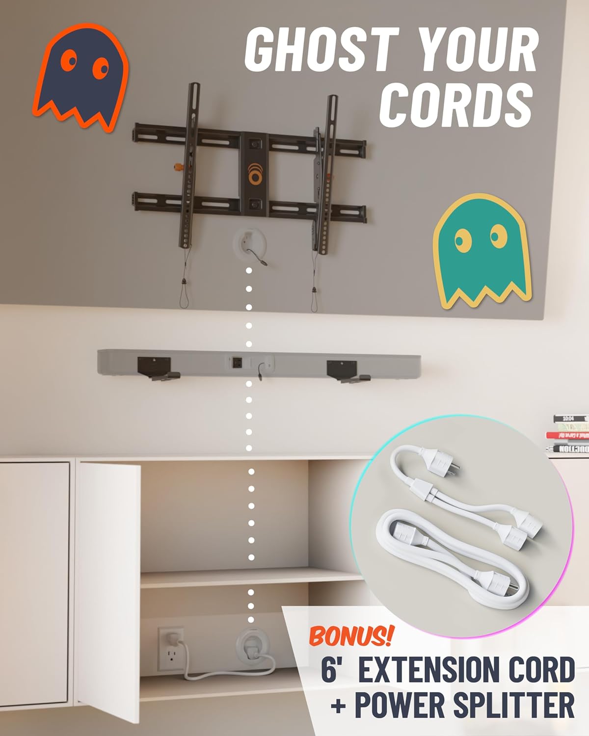 ECHOGEAR in Wall Cable Management Kit for TV & Soundbar, DIY Cord Hider | Easy install cord concealer and power kit includes circle saw drill attachment, drywall handsaw and hardware pack