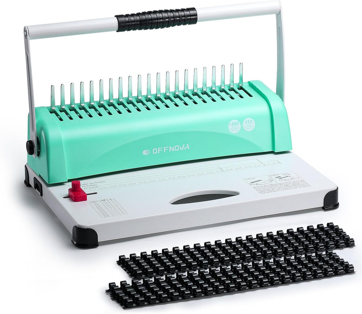 OFFNOVA Binding Machine, 21-Hole 450 Sheets Paper Comb Binding Machine (100 PCS)