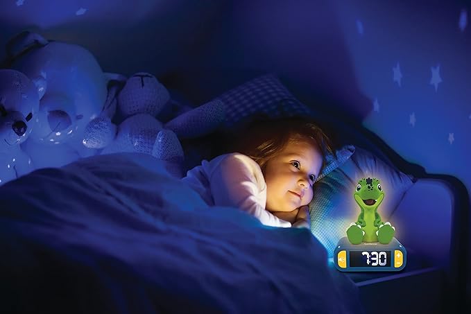 LEXiBOOK - Dinosaur Nightlight Alarm Clock, Alarm Clock