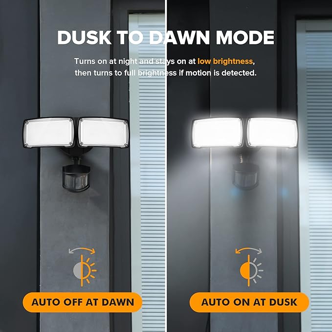 LUTEC 38W 3500 Lumen LED Motion Activated Integrated Dual-Head Floodlight