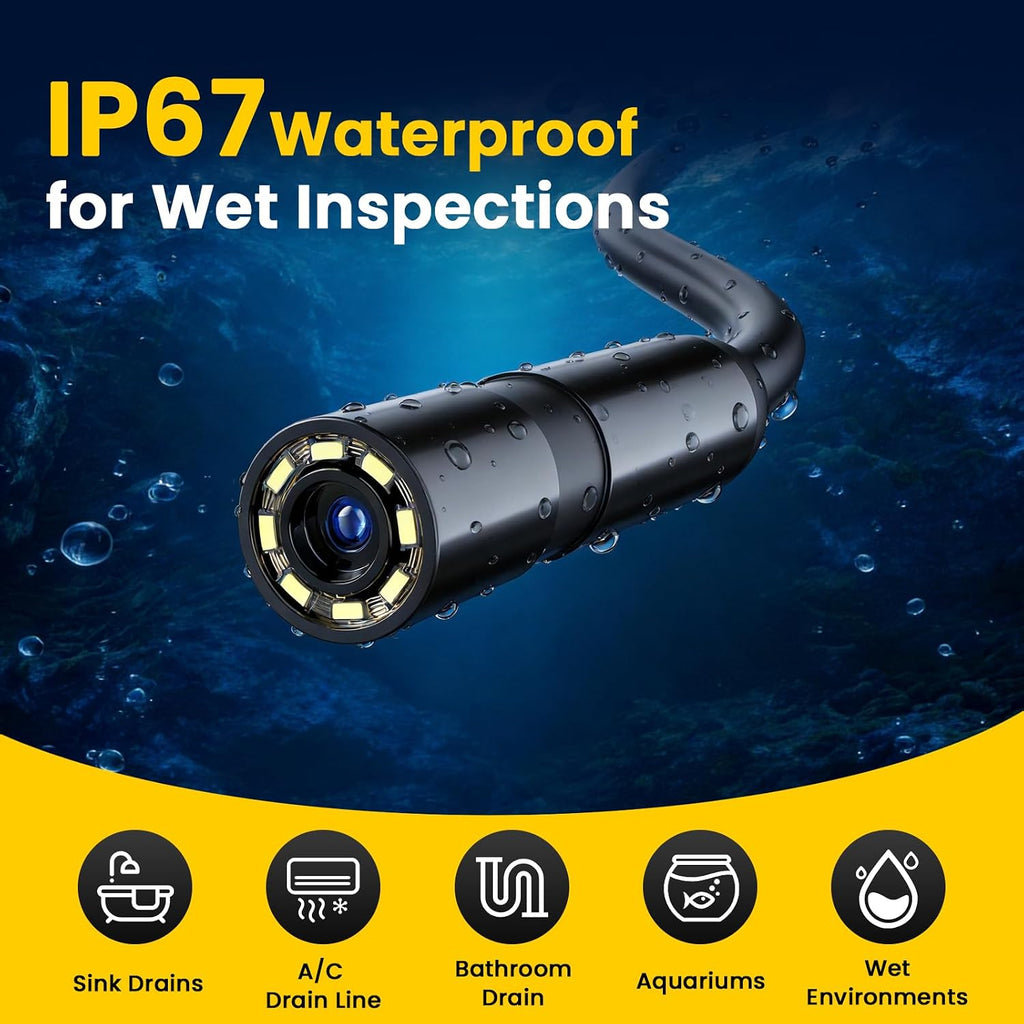 32.8-foot flexible cable endoscope camera with light source, side view