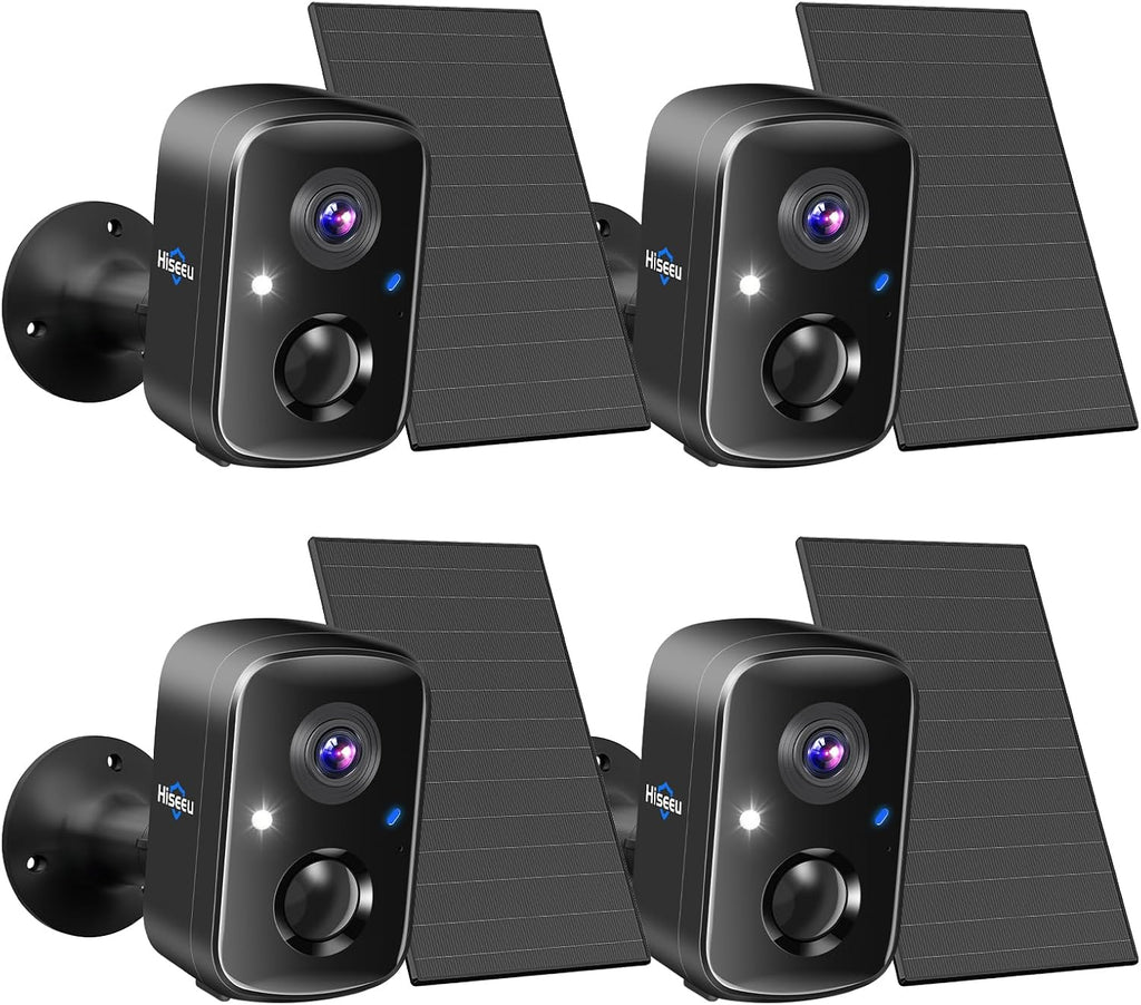 Hiseeu Security Cameras Wireless Outdoor, PIR/AI Motion Detection, Waterproof (4pcs)
