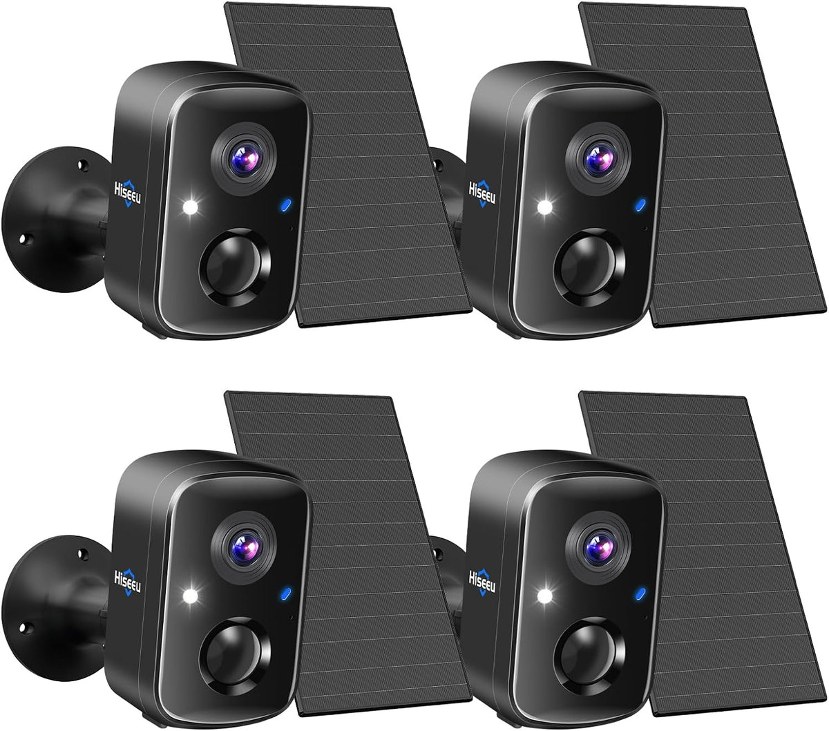 Hiseeu Security Cameras Wireless Outdoor, PIR/AI Motion Detection, Waterproof (4pcs)