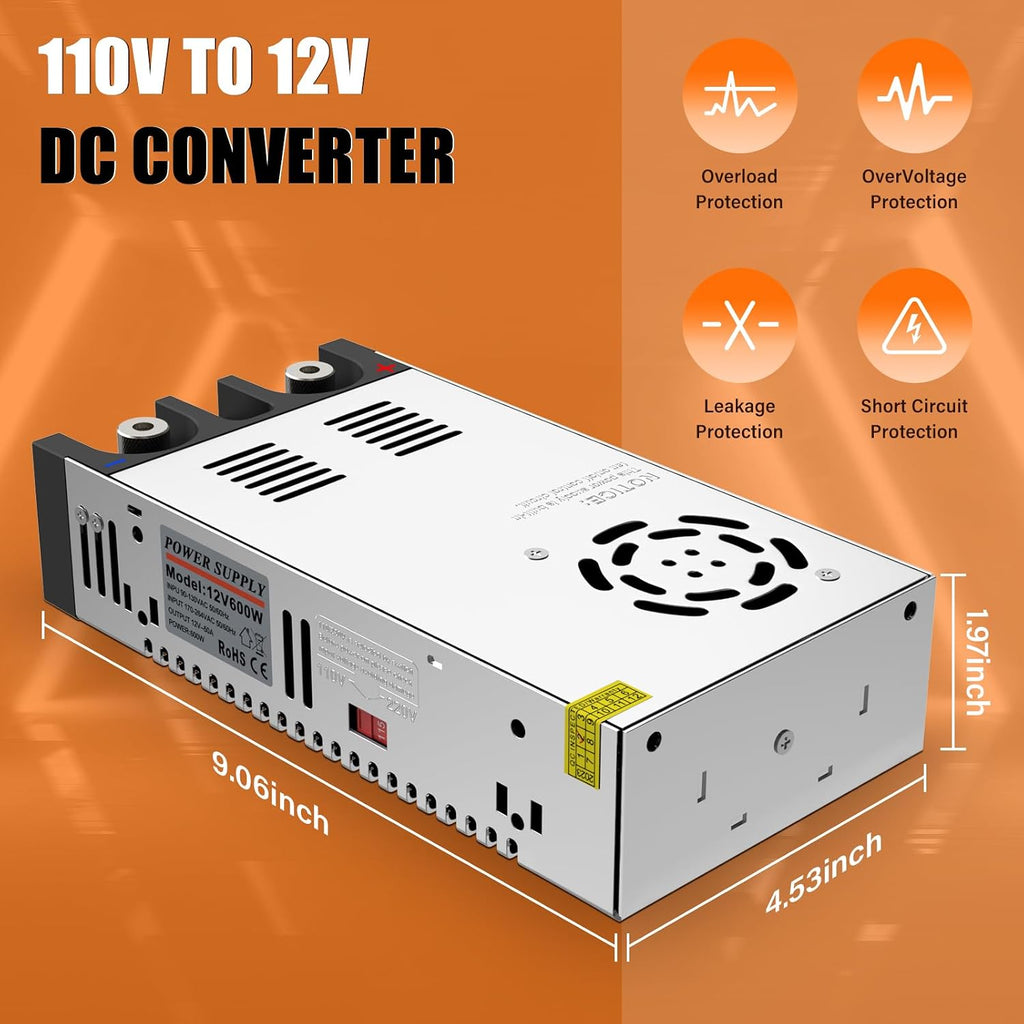 12v power supply,110v to 12v dc converter, imaycc, package contents