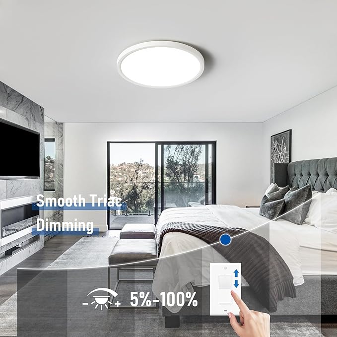 YELIOLED 6 Pack 12 Inch Slim Dimmable LED Flush Mount Ceiling Light Fixtures