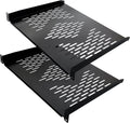 RIVECO 2 Pieces 1U Rack Shelves 19” Tray Cabinet Mount Vented Cantilevers