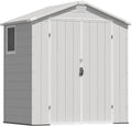 Greesum 6x4FT Plastic Outdoor Storage Shed with Floor, Light Gray