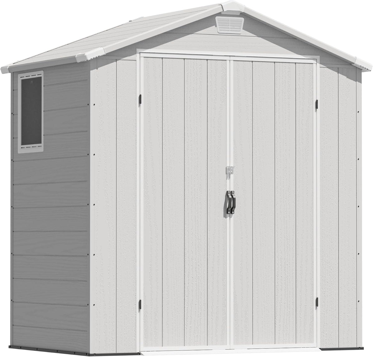 Greesum 6x4FT Plastic Outdoor Storage Shed with Floor, Light Gray