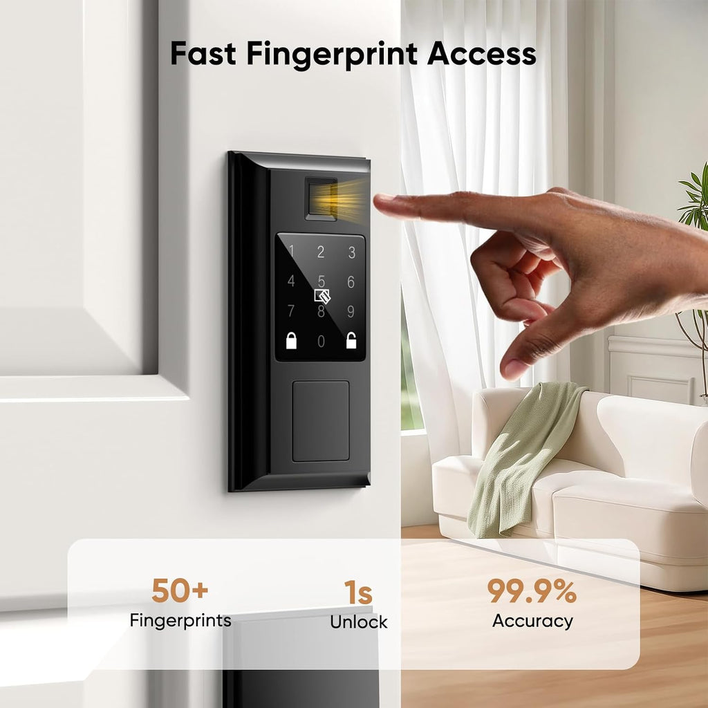 keyless entry door lock with handle knob set shown in use