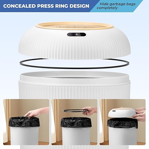 Pukomc 2 Pack Automatic Trash Can 12L /3 Gallon and 10L /2.64 Gallon Bathroom