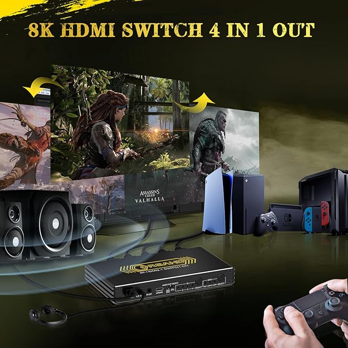 CORSAHD 4K@120Hz HDMI 2.1 Switch 4 in 1 Out