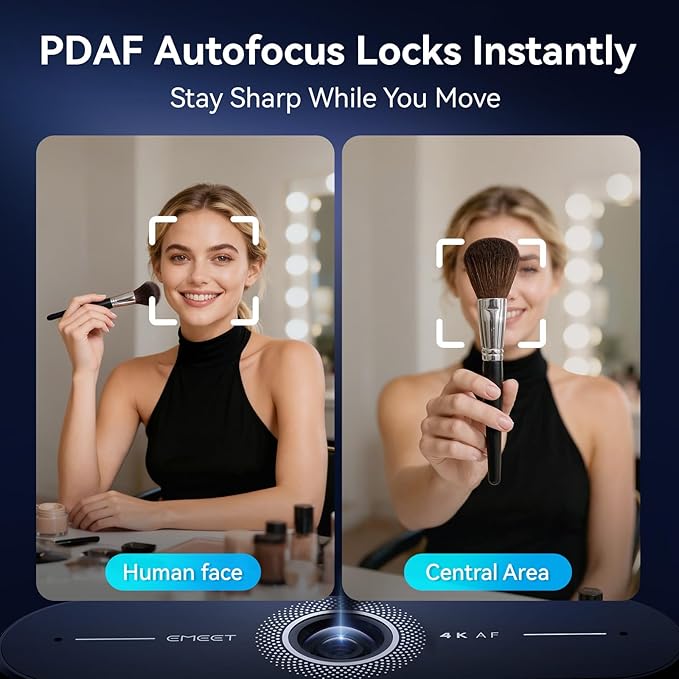 EMEET C60E 4K Webcam with Tripod, Streaming Camera with PDAF Autofocus