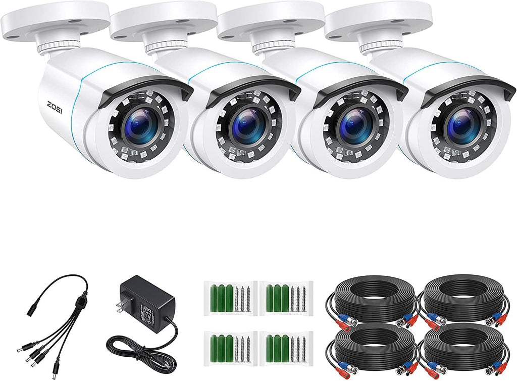 ZOSI 4 Pack 1080p HD-TVI Security Camera Outdoor, 1920TVI Bullet Camera