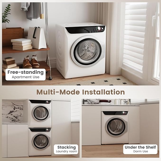 VCJ 2.6 cu.ft Portable Dryer, 1400W Electric Clothes Dryer