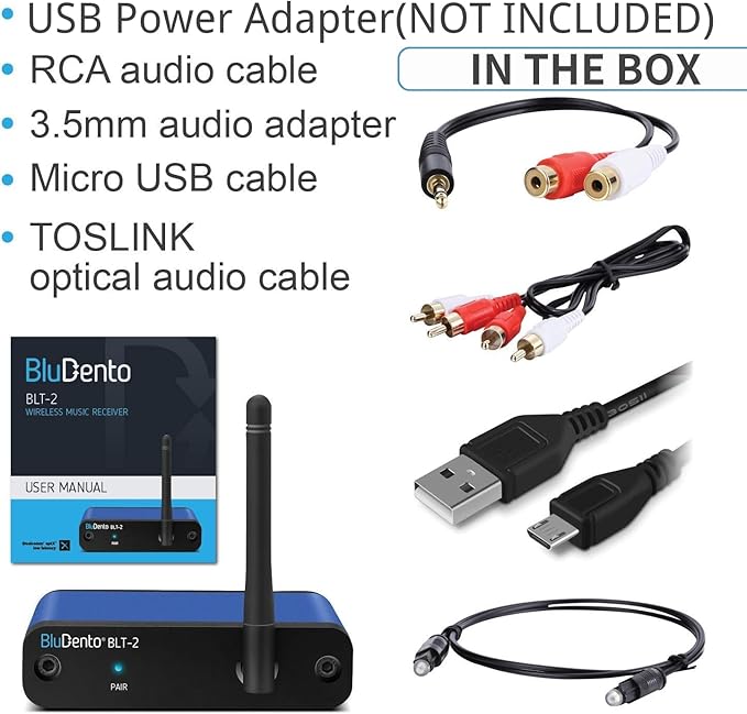 BLT-2 Hi-Fi Bluetooth 5.1 Audio Receiver – aptX HD/AAC, Audiophile TI DAC