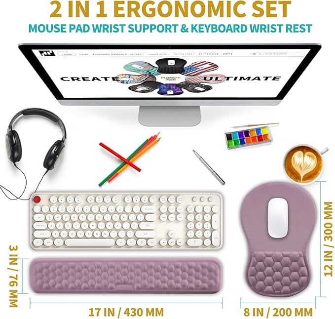 Hokafenle 2 in 1 Ergonomic Mouse Pad Wrist Support & Wrist Rest