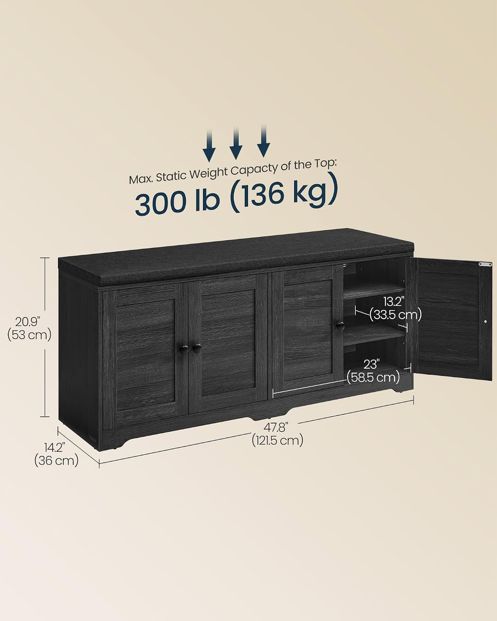 songmics home 3-tier entryway bench, shoe bench with shown in use